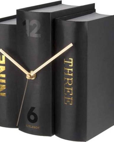 Černé stolní hodiny ve tvaru knih Karlsson
