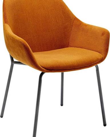 Set 2 oranžových sametových židlí s područkami Kare Design Avignon