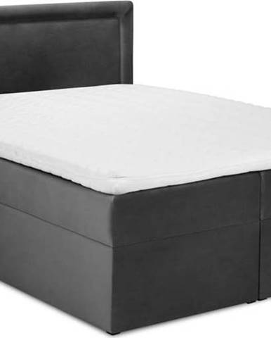 Tmavě šedá sametová dvoulůžková postel Mazzini Beds Yucca, 160 x 200 cm