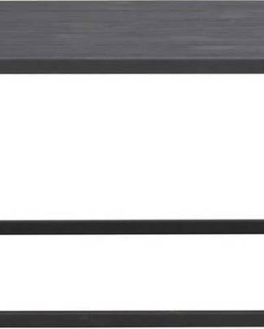 Černý konferenční stolek s deskou z borovicového dřeva Rowico Franky, 120 x 60 cm