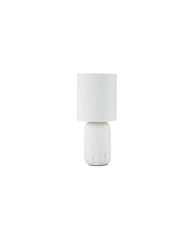 Bílá stolní lampa z keramiky a tkaniny Trio Clay, výška 35 cm