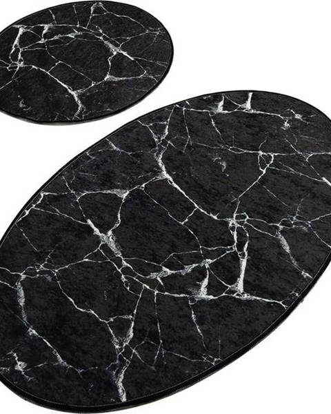 Chilai Sada 2 černých oválných koupelnových předložek Foutastic Marble