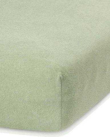 Olivově zelené elastické prostěradlo s vysokým podílem bavlny AmeliaHome Ruby, 120/140 x 200 cm