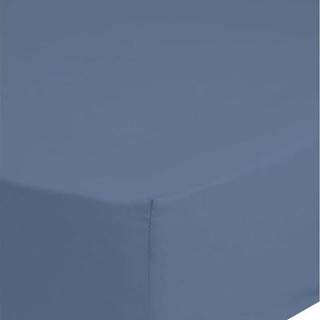 Modré elastické prostěradlo z bavlněného saténu HIP, 160 x 200 cm