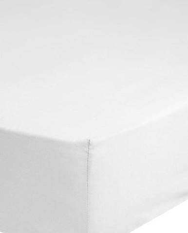 Bílé bavlněné elastické prostěradlo Good Morning, 160 x 200 cm