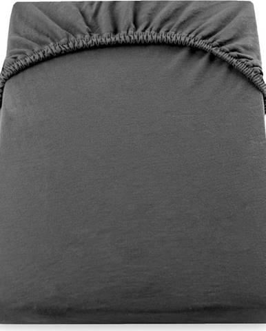 Tmavě šedé elastické prostěradlo DecoKing Nephrite, 180/200 x 200 cm