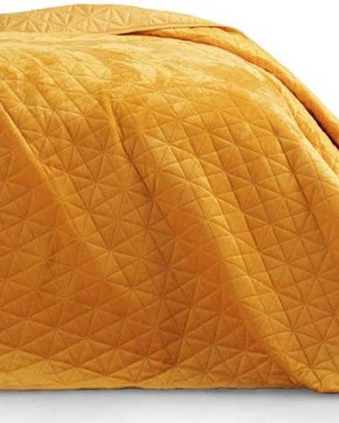AmeliaHome Žlutý přehoz přes postel AmeliaHome Laila Honey, 220 x 240 cm