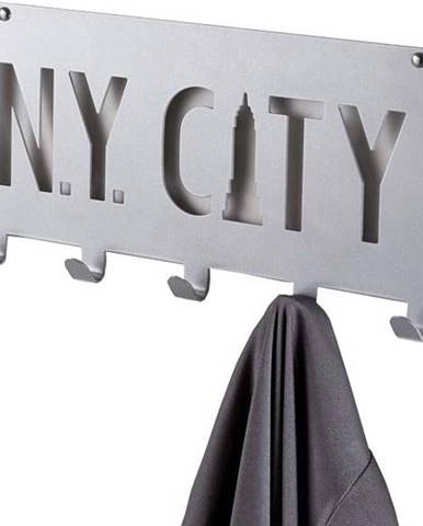 Šedý nástěnný věšák s 5 háčky Compactor NY City