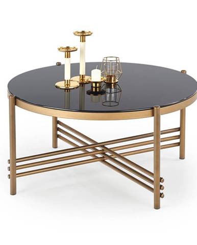Kulatý konferenční stolek ISMENA, černá/zlatá