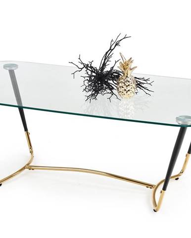 Konferenční stolek DALIA, čiré sklo/černá/zlatá
