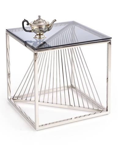 Konferenční stolek INFINITY KWADRAT, kouřové sklo/stříbrná