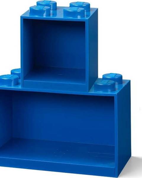 LEGO Sada 2 dětských modrých nástěnných polic LEGO® Brick