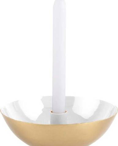 Bílý svícen s detailem ve zlaté barvě PT LIVING Tub, ⌀ 17 cm
