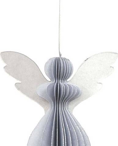 Papírová vánoční ozdoba ve tvaru anděla ve stříbrné barvě Only Natural, 12,5 x 7,5 cm