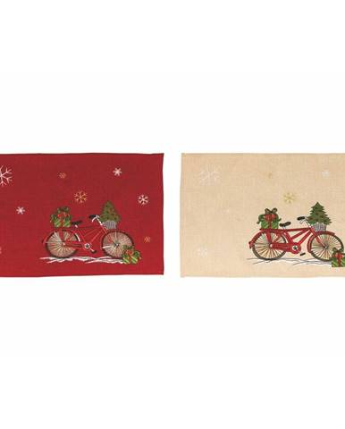 Sada 2 vánočních prostírání Villa d'Este Xmas Bicycle, 30 x 45 cm