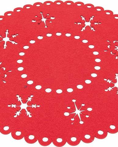 Sada 6 červených plstěných vánočních prostírání Villa d'Este Ornaments, ø 38 cm