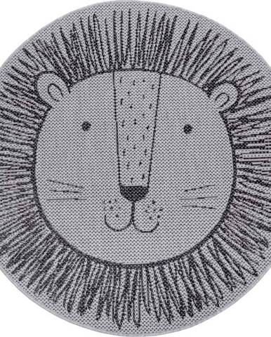 Šedý dětský koberec Ragami Lion, ø 160 cm