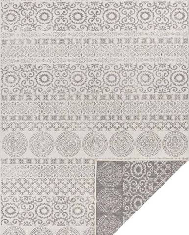 Šedo-bílý venkovní koberec Ragami Circle, 120 x 170