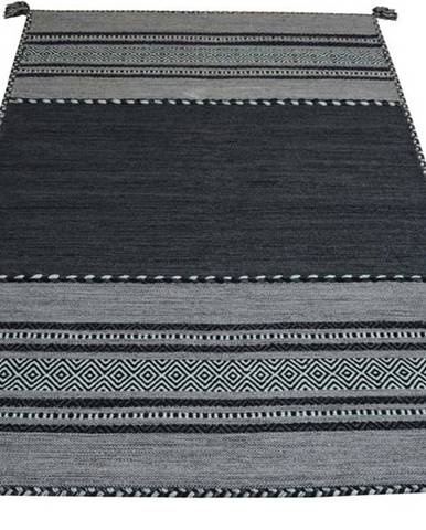 Tmavě šedý bavlněný koberec Webtappeti Antique Kilim, 70 x 140 cm