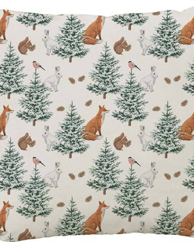 Vánoční bavlněný dekorativní polštář Butter Kings Winter Forest, 50 x 50 cm