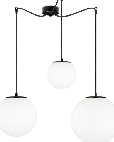 Bílé tříramenné závěsné svítidlo s objímkou v černé barvě Sotto Luce TSUKI