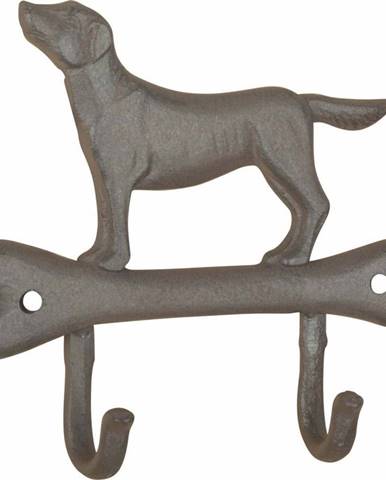 Litinový nástěnný háček s motivem pejska a kosti Esschert Design