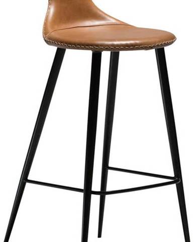 Koňakově hnědá barová židle z imitace kůže DAN–FORM Denmark Flair, výška 100 cm