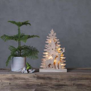 Vánoční dřevěná světelná LED dekorace Star Trading Fauna, výška 28 cm