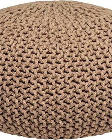 Béžový pletený puf LABEL51 Knitted XL, ⌀ 70 cm