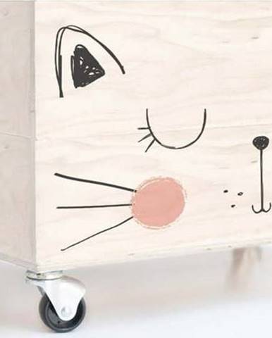 Dřevěná krabice na kolečkách Little Nice Things Cat