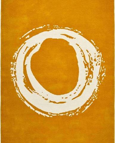 Hořčicově žlutý vlněný koberec Think Rugs Elements Circle, 150 x 230 cm