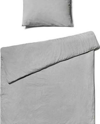 Světle šedé povlečení na jednolůžko ze stonewashed bavlny Bonami Selection, 140 x 200 cm