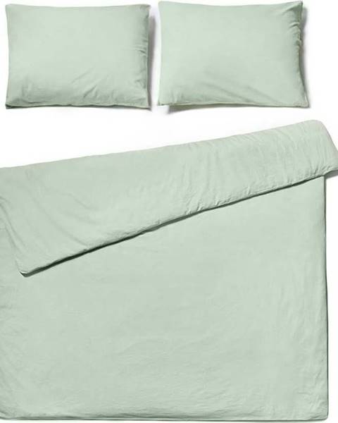 Šalvějově zelené povlečení na dvoulůžko ze stonewashed bavlny Bonami Selection, 200 x 220 cm