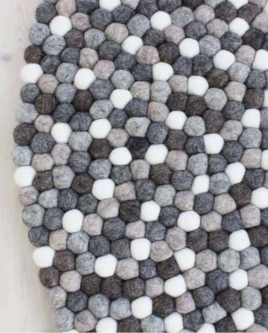 Šedo-bílý kuličkový vlněný koberec Wooldot Ball Rugs, ⌀ 120 cm