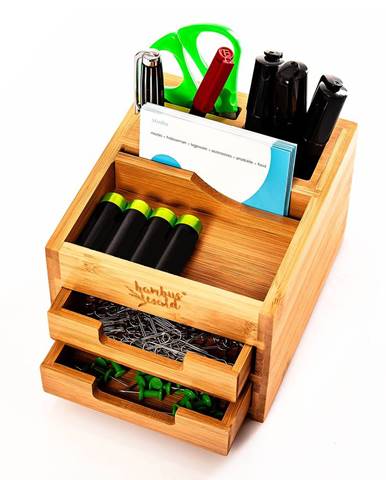 Blumfeldt Organizér psací stůl, s 2 výsuvnými složkami, 15 × 9,5 × 12,5 cm, 100% bambus, s 2 výsuvnými složkami, 15 × 9,5 × 12,5 cm, 100% bambus