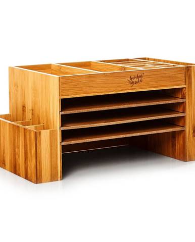 Blumfeldt Organizér psací stůl, s mnoha přihrádkami, 3 složky, 40 × 20 × 23 cm, 100% bambus