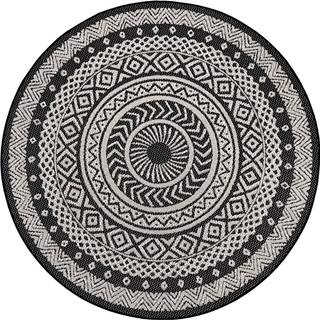 Černo-šedý venkovní koberec Ragami Round, ø 120 cm