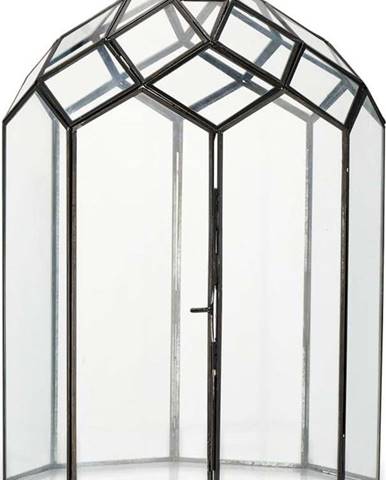 Kovovo-skleněná lucerna s černou konstrukcí Nkuku Zarika, výška 45 cm