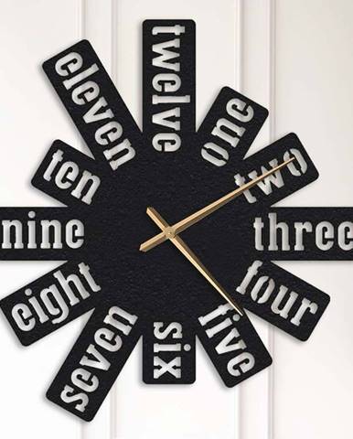 Černé kovové nástěnné hodiny Kate Louise Numbers