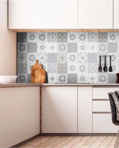 Sada 12 nástěnných samolepek Ambiance Cement Tiles Shades of Gray Cordoba, 10 x 10 cm
