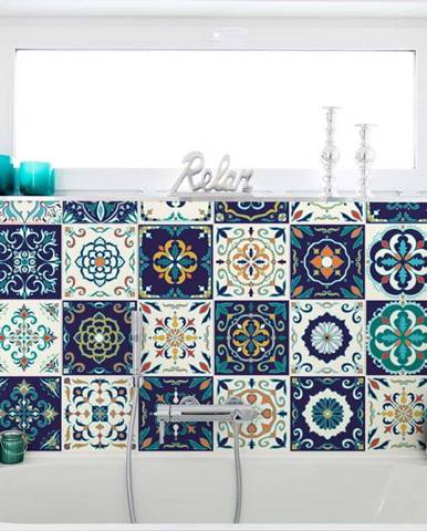 Sada 30 nástěnných samolepek Ambiance Tiles Azulejos Forli, 10 x 10 cm