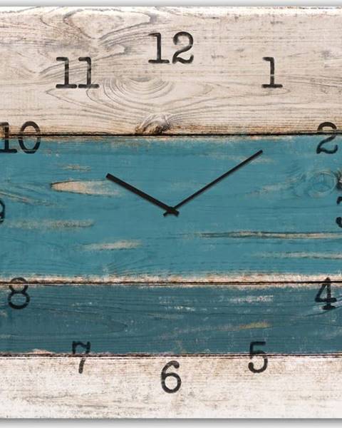 Styler Nástěnné hodiny Styler Glassclock Blue Wood, 30 x 30 cm