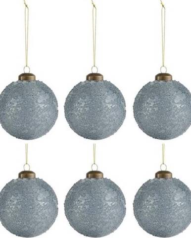 Sada 6 modro-šedých vánočních ozdob J-Line Sugar, ø 8 cm