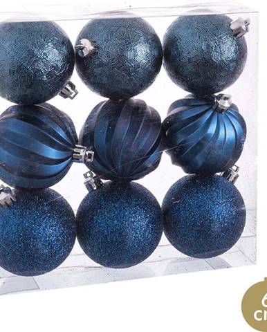 Sada 9 vánočních ozdob v tmavě modré barvě Unimasa, ø 6 cm
