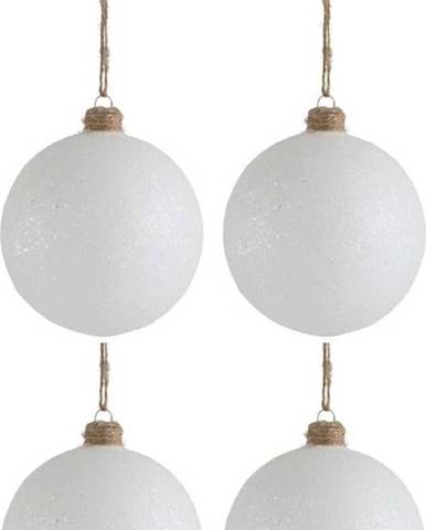 Sada 4 bílých skleněných vánočních ozdob J-Line Xmas, ø 10 cm