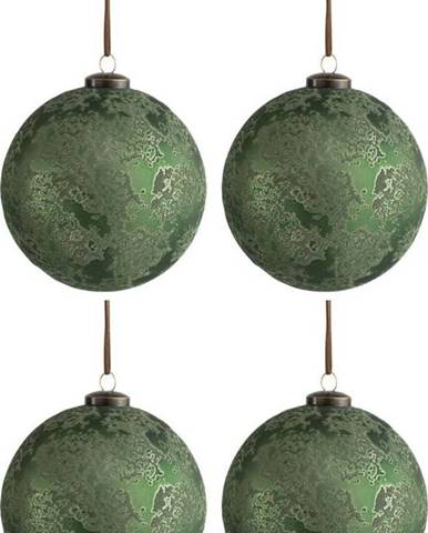 Sada 4 zelených vánočních ozdob J-Line Antique, ø 12 cm