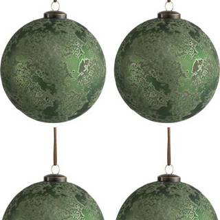 Sada 4 zelených vánočních ozdob J-Line Antique, ø 12 cm