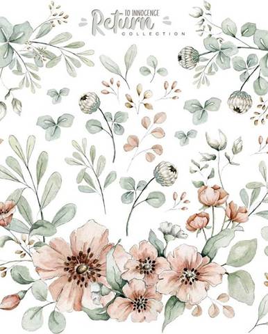 Set nástěnných samolepek Dekornik Meadow Flowers Pastel M