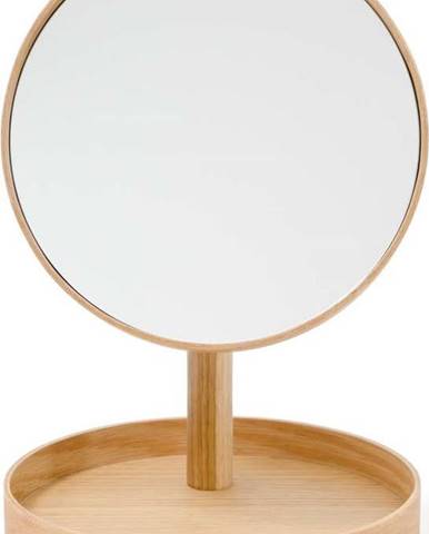 Kosmetické zrcadlo s rámem z dubového dřeva Wireworks Cosmos, ø 25 cm