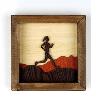 Dřevěný obraz Kate Louise Running Woman, 16 x 16 cm